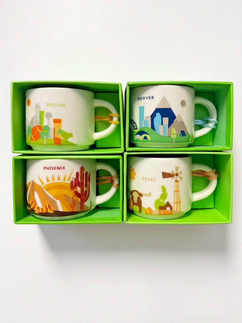 Starbucks Collectible 2oz Cups, Texas , Phoenix, Dallas & Denver NEW (4 Cups)